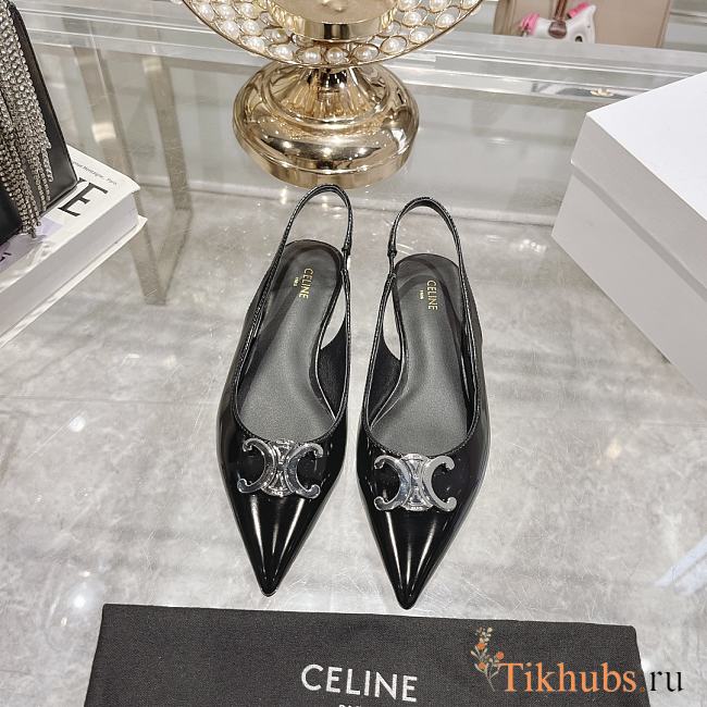Celine Alma Triomphe slingback flats in black - 1