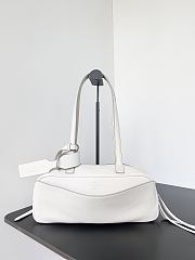 Balenciaga Small Leather Carrie Bowling Top-Handle Bag In White 31x12x12 cm - 1