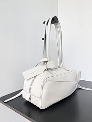 Balenciaga Small Leather Carrie Bowling Top-Handle Bag In White 31x12x12 cm - 2