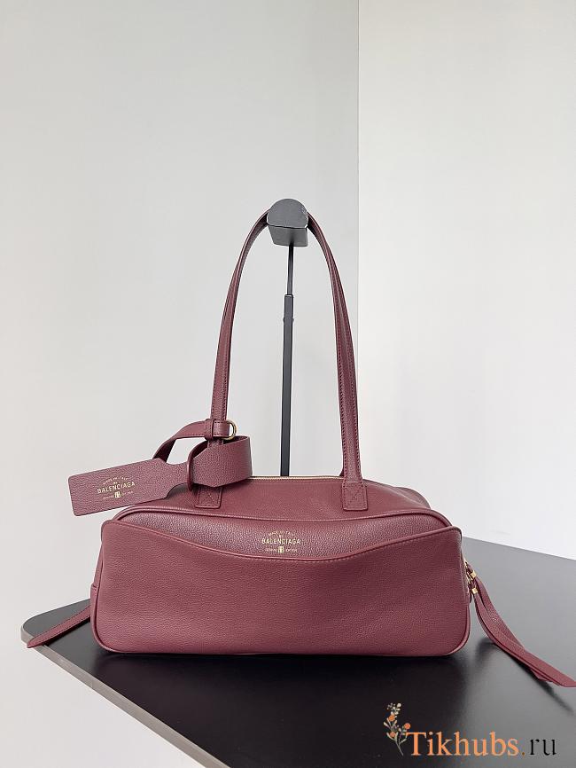 Balenciaga Carrie Bowling Bag in dark burgundy leather 31x12x12 cm - 1