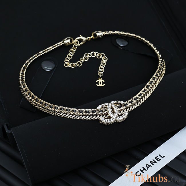 Chanel herringbone chain choker necklace - 1