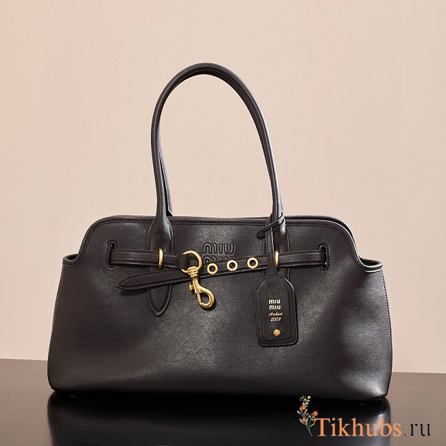 MIU MIU Large Aventure Leather Handbag in dark brown size 44cm - 1