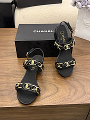 Chanel black quilted lambskin leather sandals - 5