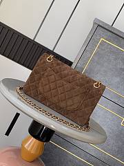 Chanel Classic Double Flap Bag Medium Brown Suede Leather Gold 25cm - 3