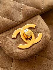 Chanel Classic Double Flap Bag Medium Brown Suede Leather Gold 25cm - 4