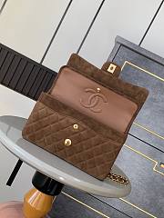 Chanel Classic Double Flap Bag Medium Brown Suede Leather Gold 25cm - 2