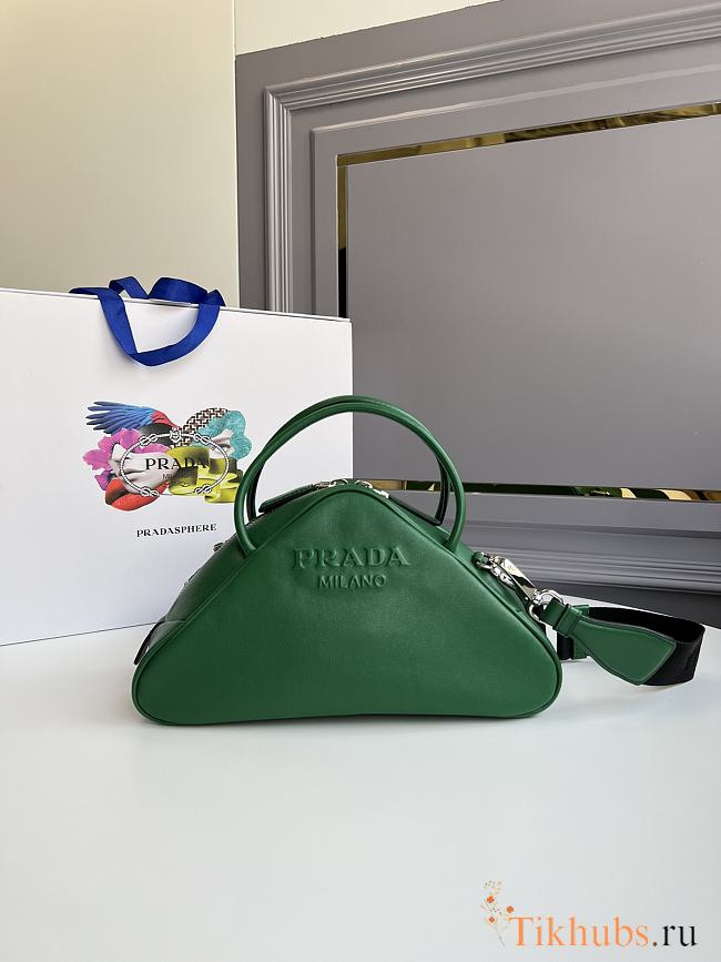 Prada Triangle Leather Top-Handle Bag in green 25x14x11 cm - 1