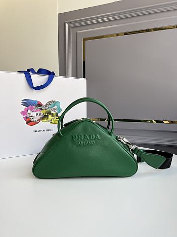 Prada Triangle Leather Top-Handle Bag in green 25x14x11 cm