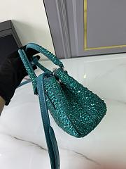 Prada Galleria satin mini-bag embellished with all-over synthetic crystals in a turquoise green color 20x14.5x9.5cm - 5