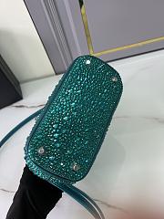 Prada Galleria satin mini-bag embellished with all-over synthetic crystals in a turquoise green color 20x14.5x9.5cm - 4