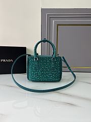 Prada Galleria satin mini-bag embellished with all-over synthetic crystals in a turquoise green color 20x14.5x9.5cm - 2