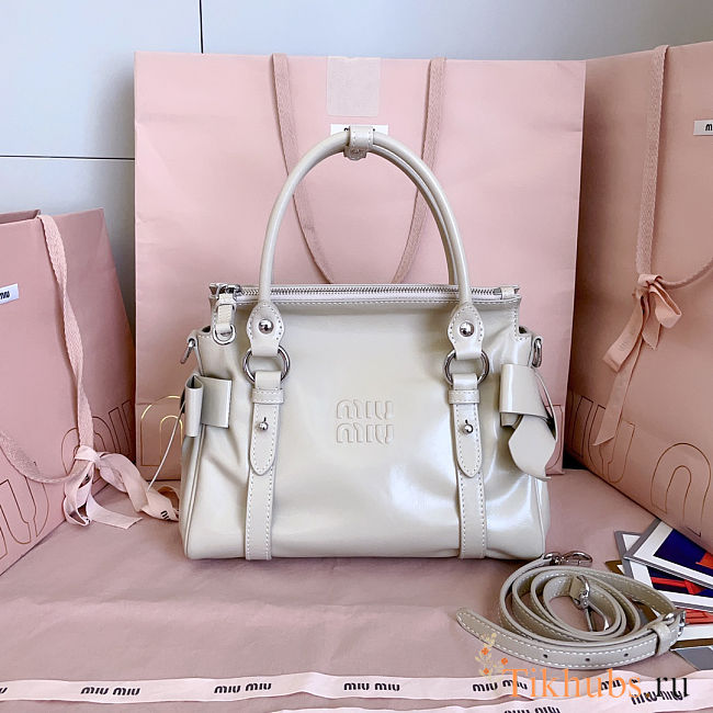 Miu Miu leather motorcycle bag in powder beige color 27x 22x 13 cm - 1