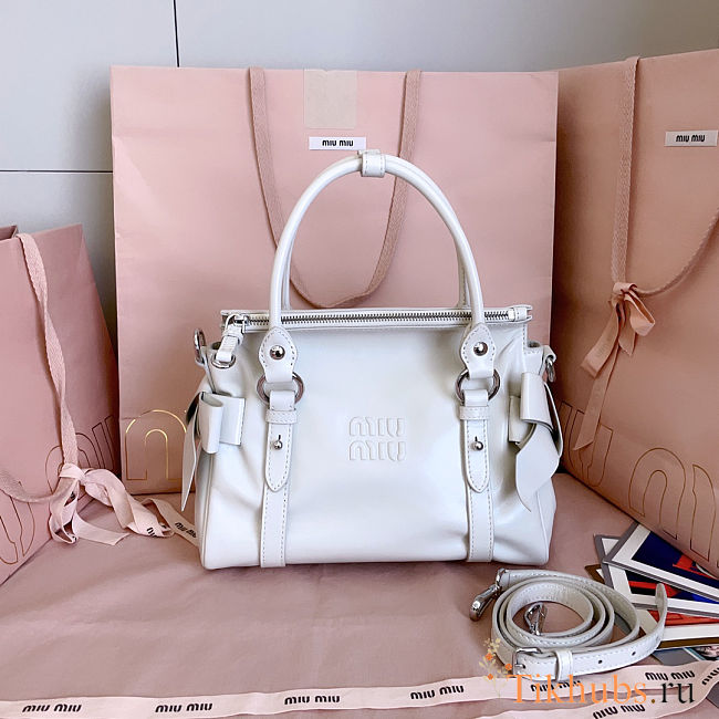Miu Miu leather motorcycle bag in white color 27x 22x 13 cm - 1