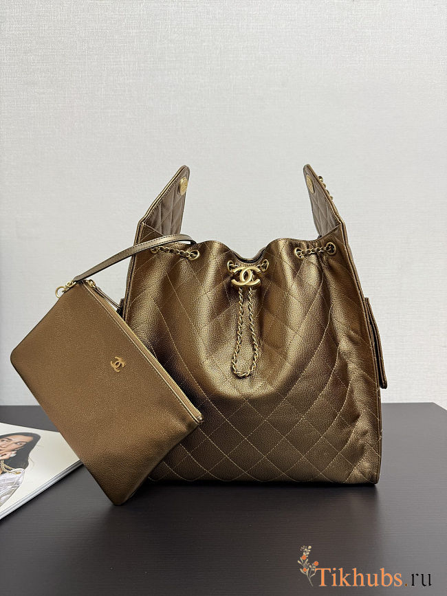Chanel 25 Hobo Handbag, bronze Caviar Leather 40*30*15cm  - 1