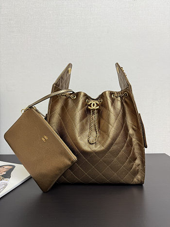Chanel 25 Hobo Handbag, bronze Caviar Leather 40*30*15cm 