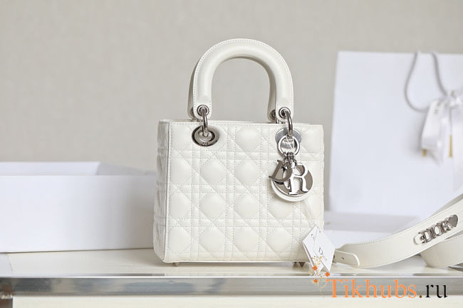Christian Dior Small Lady Dior My ABCDior Bag in white lambskin with silver hardware - 1