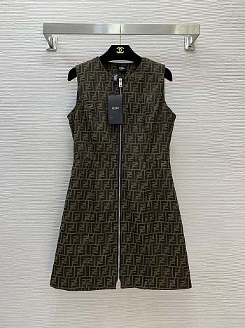 Fendi Zucca pattern sleeveless zip-up dress