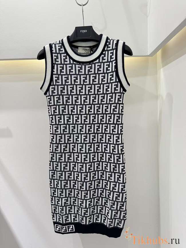 Fendi Zucca FF Pattern Sleeveless Knit Mini Dress - 1