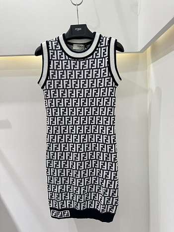 Fendi Zucca FF Pattern Sleeveless Knit Mini Dress