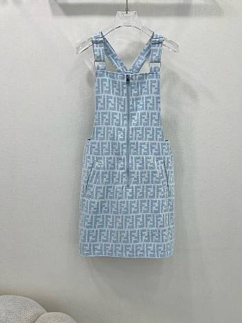 Fendi girls' light blue denim sleeveless dress 