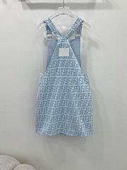 Fendi girls' light blue denim sleeveless dress  - 6