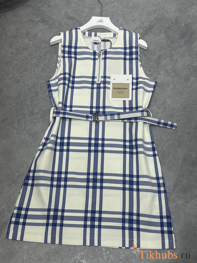Burberry check cotton shirt dress with belt - 1