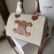Celine Small Boston bag in striped textile and calfskin - 4