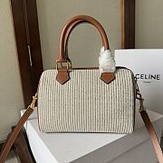 Celine Small Boston bag in striped textile and calfskin - 3