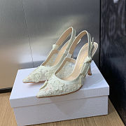 Dior J’Adior white embroidered slingback high heels 9.5 cm - 1