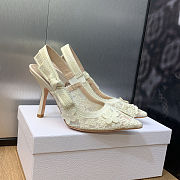Dior J’Adior white embroidered slingback high heels 9.5 cm - 4