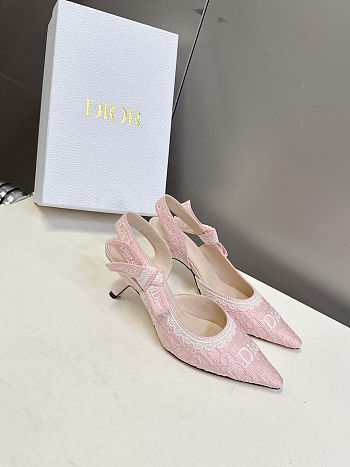 Christian Dior J'Adior slingback pumps in pink embroidered fabric 6.5 cm