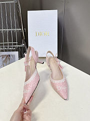Christian Dior J'Adior slingback pumps in pink embroidered fabric 6.5 cm - 4