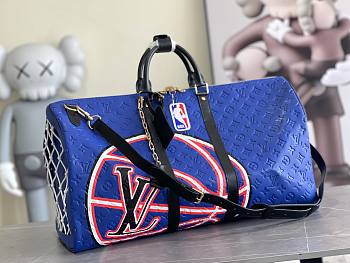 Louis Vuitton Keepall Bandouliere 55 NBA LV Blue Basketball Weekend Travel Bag 55 x 31 x 26 cm