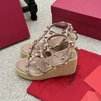Valentino Garavani Rockstud Wedge Espadrille Sandals 10 cm