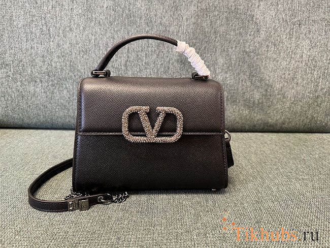 Garavani Vsling small top handle bag in dark brown 22x16x9cm - 1