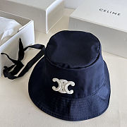 Celine bucket hat in black cotton with a white embroidered logo - 3