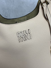 Miu Miu leather tote bag in powder beige color featuring gold-tone hardware 25.5x20x13 cm - 5