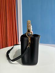 Louis Vuitton Capucines mini handbag in black with crystal-embellished logo 13.6x8x21 cm - 6