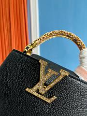 Louis Vuitton Capucines mini handbag in black with crystal-embellished logo 13.6x8x21 cm - 4