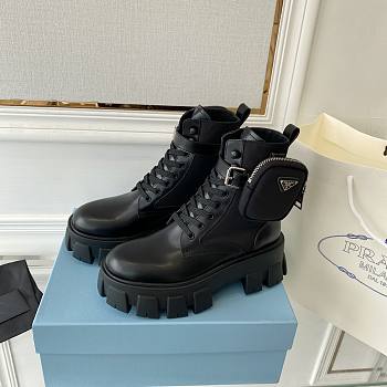 Prada Monolith Brushed Leather and Re-Nylon Boots with Pouch