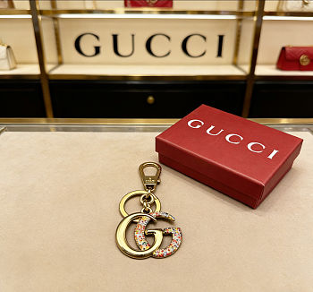 Gucci Crystal Double G Keychain Charm
