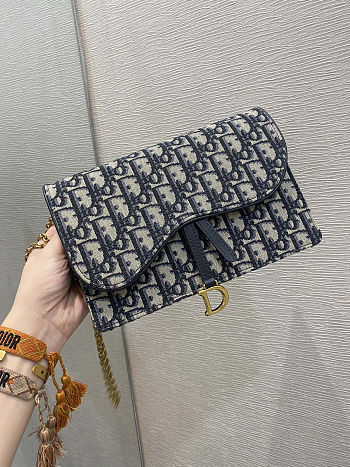 Dior Medium Saddle Pouch With Chain Crossbody Bag 22*14*4cm