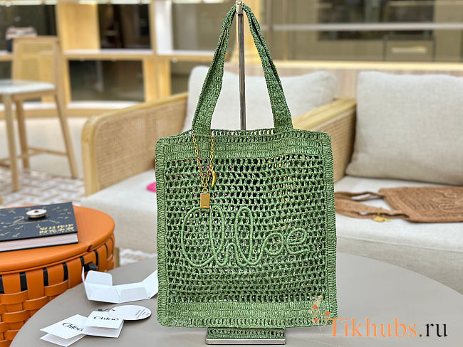 Chloe Summer Banana logsdetail Raffia Tote Green Bag 33*37*2cm - 1