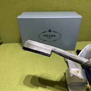 Prada Saffiano Silver Slides - 6