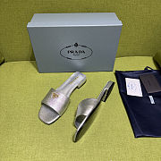 Prada Saffiano Silver Slides - 4