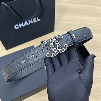 Chanel Quilted Black Leather Belt