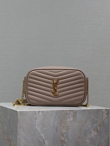 YSL Lou Camera Bag In Quilted Leather Nude Pink 18x10x5 cm