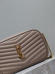 YSL Lou Camera Bag In Quilted Leather Nude Pink 18x10x5 cm - 3