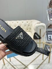 Prada Logo-plaque Crochet Woven Sliders - 4