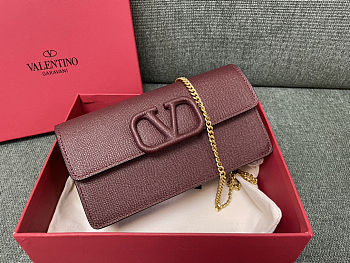 Valentino Garavani Small Leather ChainWallet Red 20x10.5x4cm